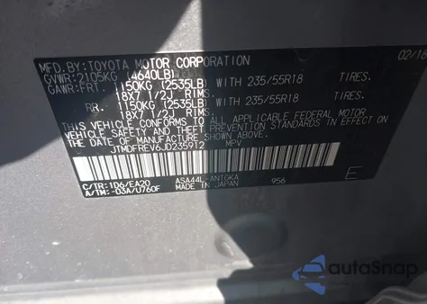 2018 Toyota Rav4 Limited z USA, uszkodzony, nr VIN JTMDFREV6JD235912